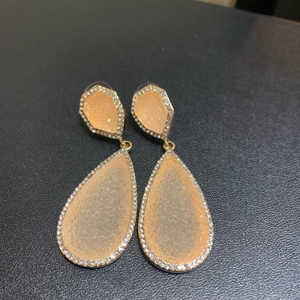 Light Peach and Gold Statement Earrings